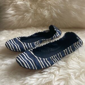 Tory Burch navy stripe flats
